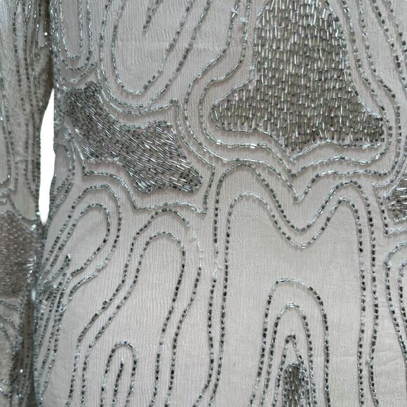 Vintage 100% Silk Swee Lo Hand Beaded Art Deco Midi Dress Size Small - Picture 6 of 13